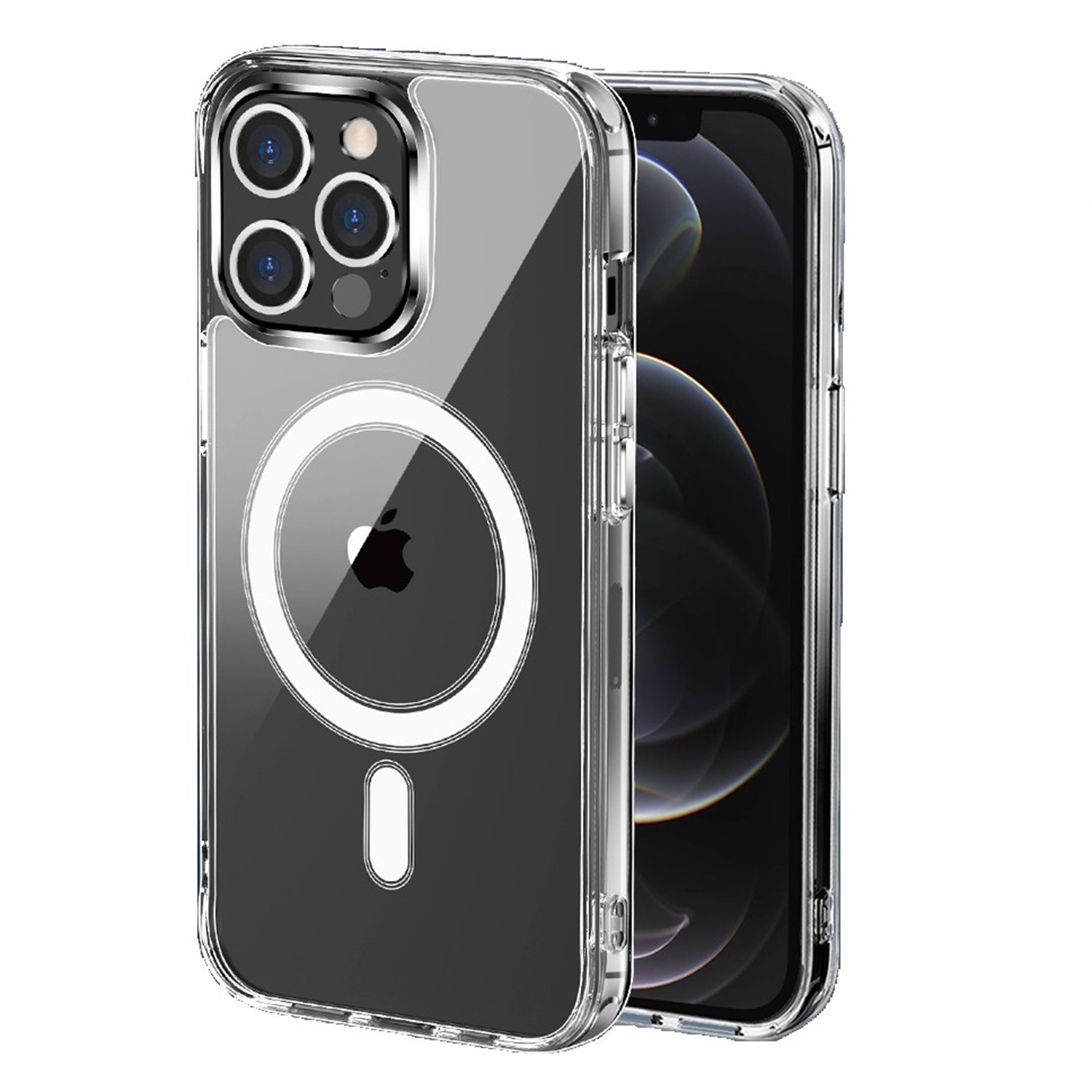 for iphone 13 pro max thick transparent [magnetic circle] shockproof hybrid clear