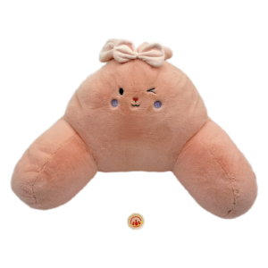 Blush Pink Bunny Hug Pillow Winking Plush Backrest Cushion for All