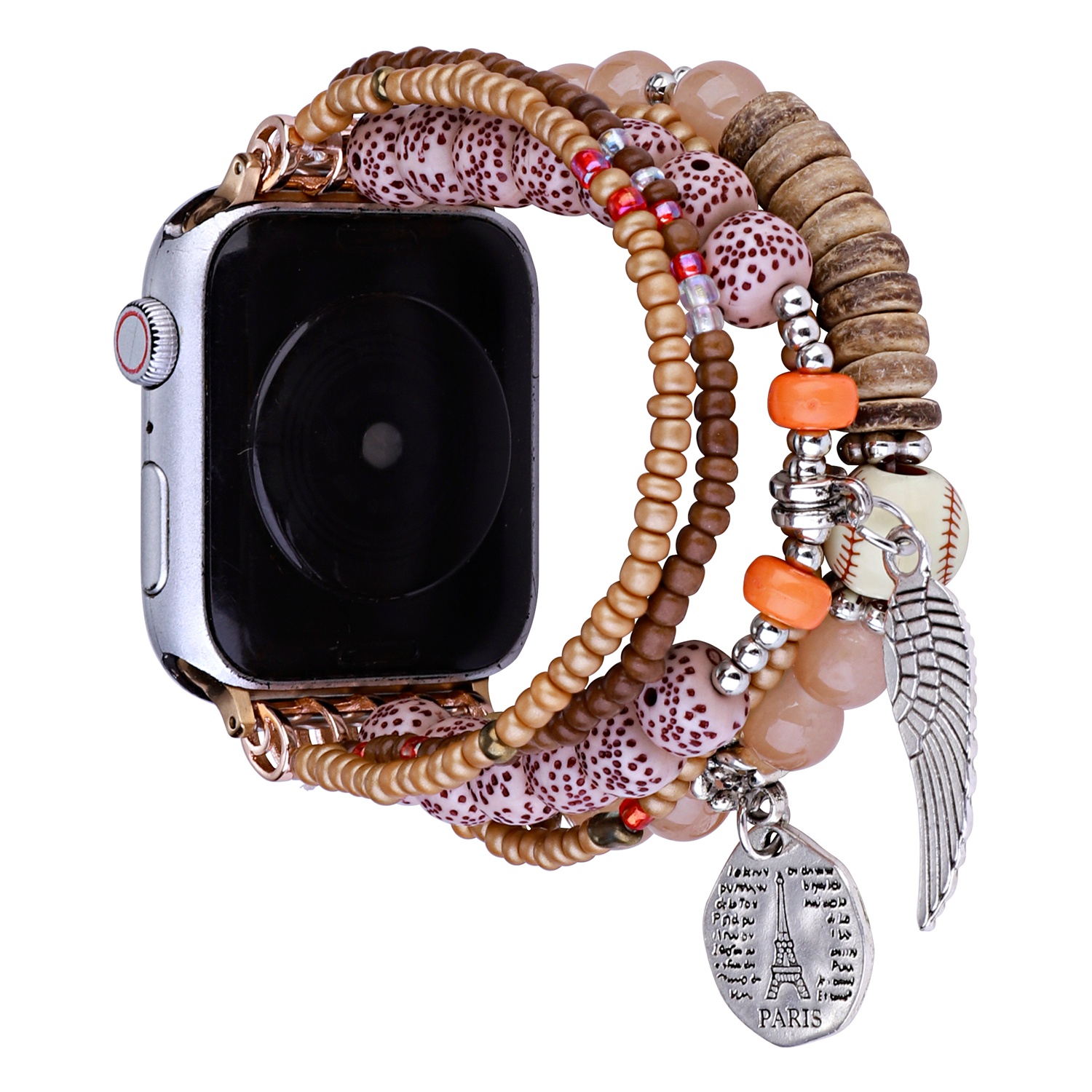 for apple watch size 38/40/41mm beads ornaments watchband coffee