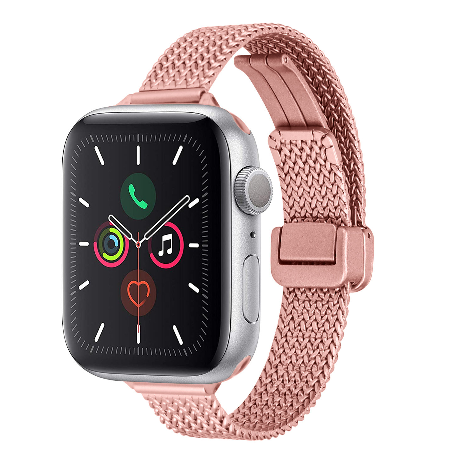 for apple watch size ultra 49/42/44/45mm business look magnetic metal watchband pink