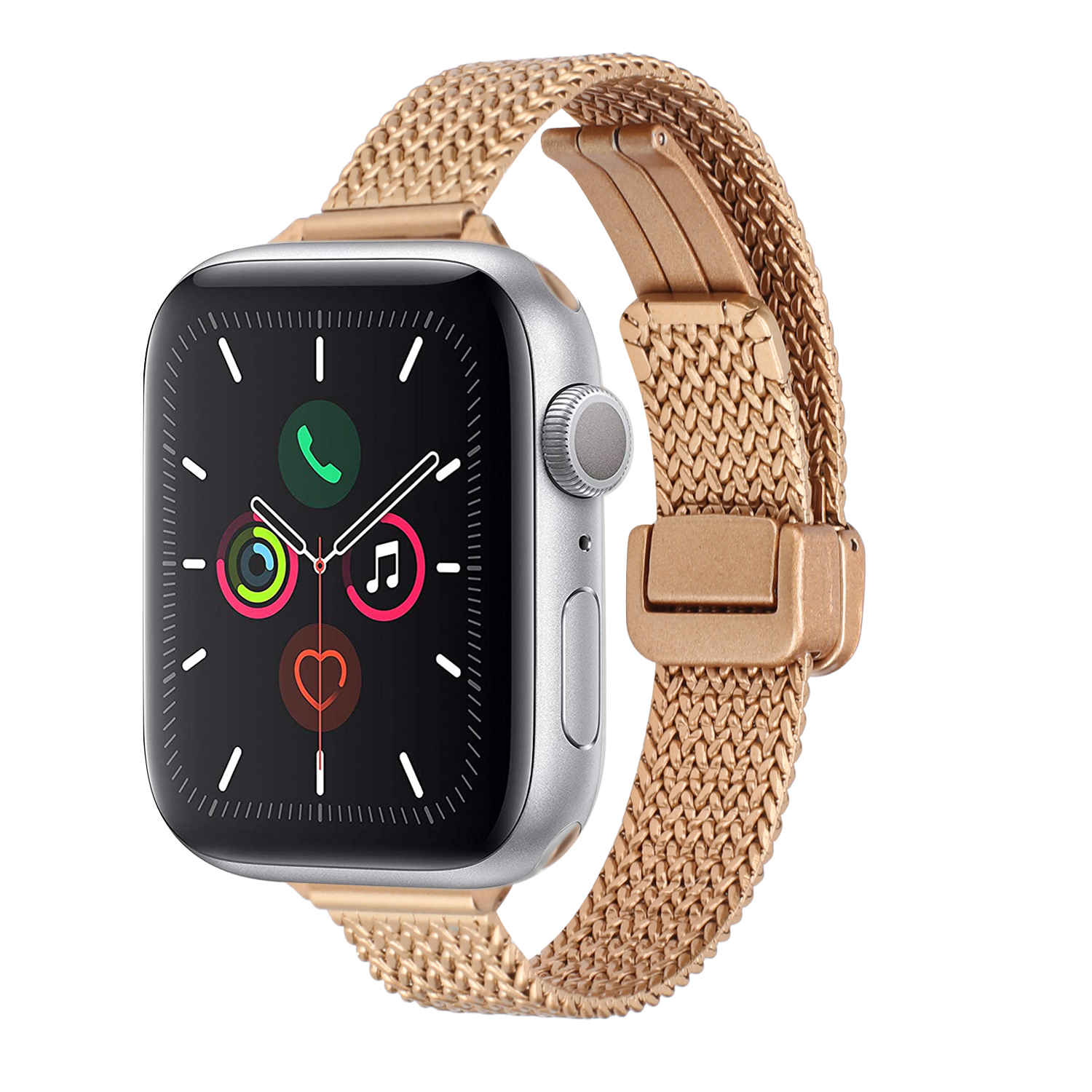 for apple watch size 38/40/41mm business look magnetic metal watchband rose gold