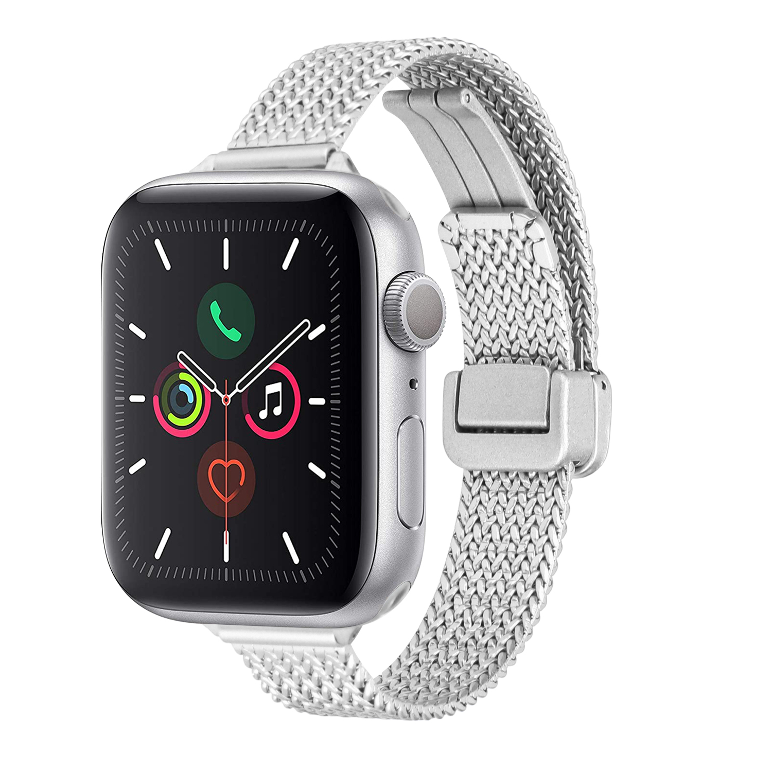 for apple watch size ultra 49/42/44/45mm business look magnetic metal watchband silver