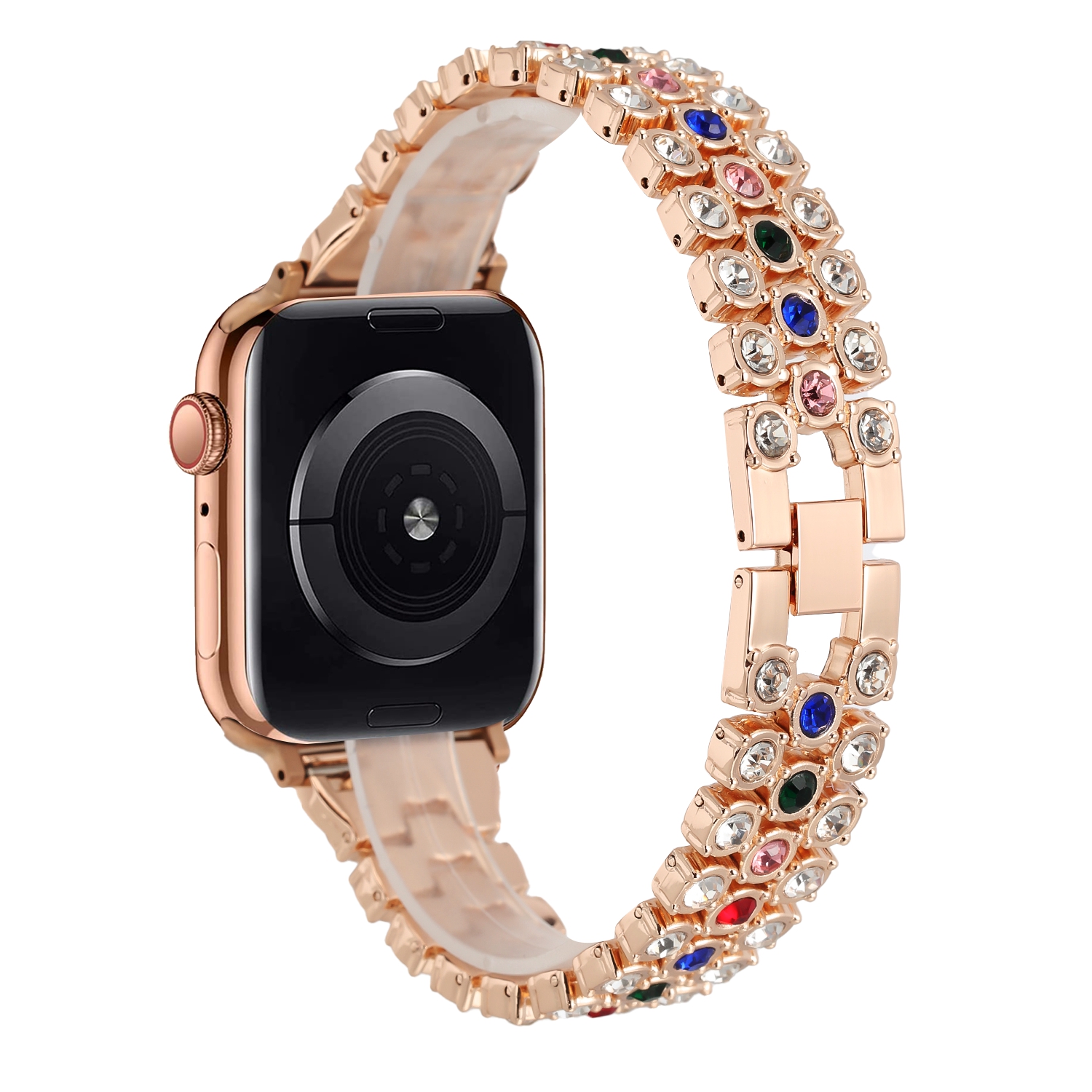 for apple watch size ultra 49/42/44/45mm chrome diamond watch band gold/mix