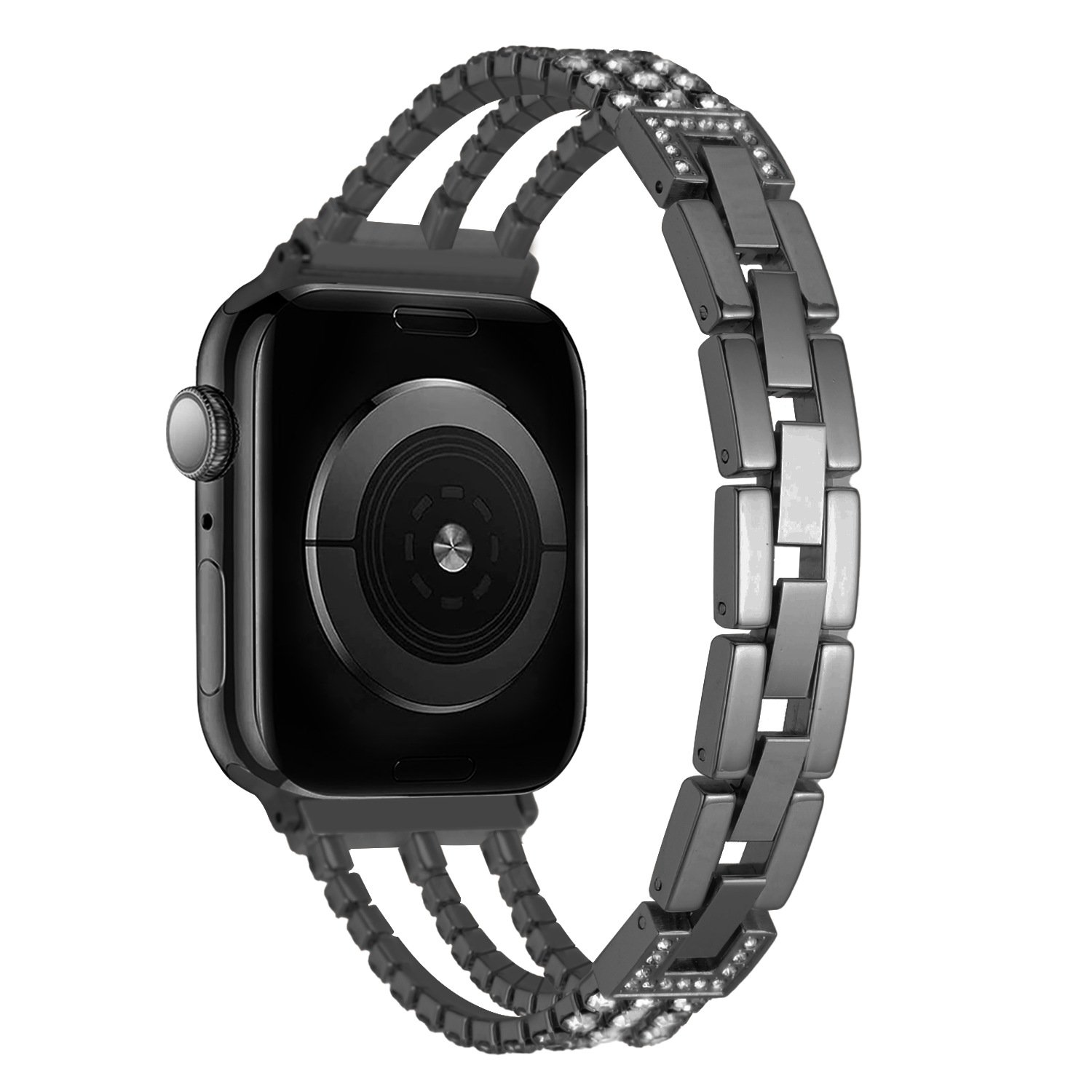 for apple watch size ultra 49/42/44/45mm diamond bling zinc alloy watch band black