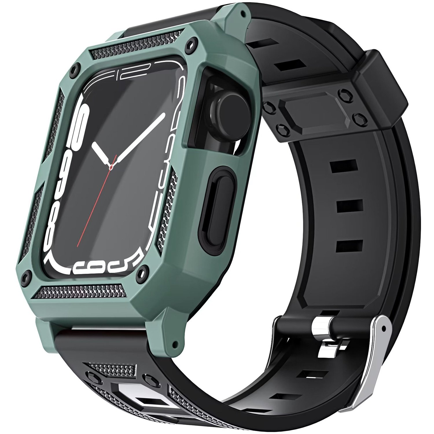 for apple watch size 38/40/41mm full protection tough hybrid watch case + band green