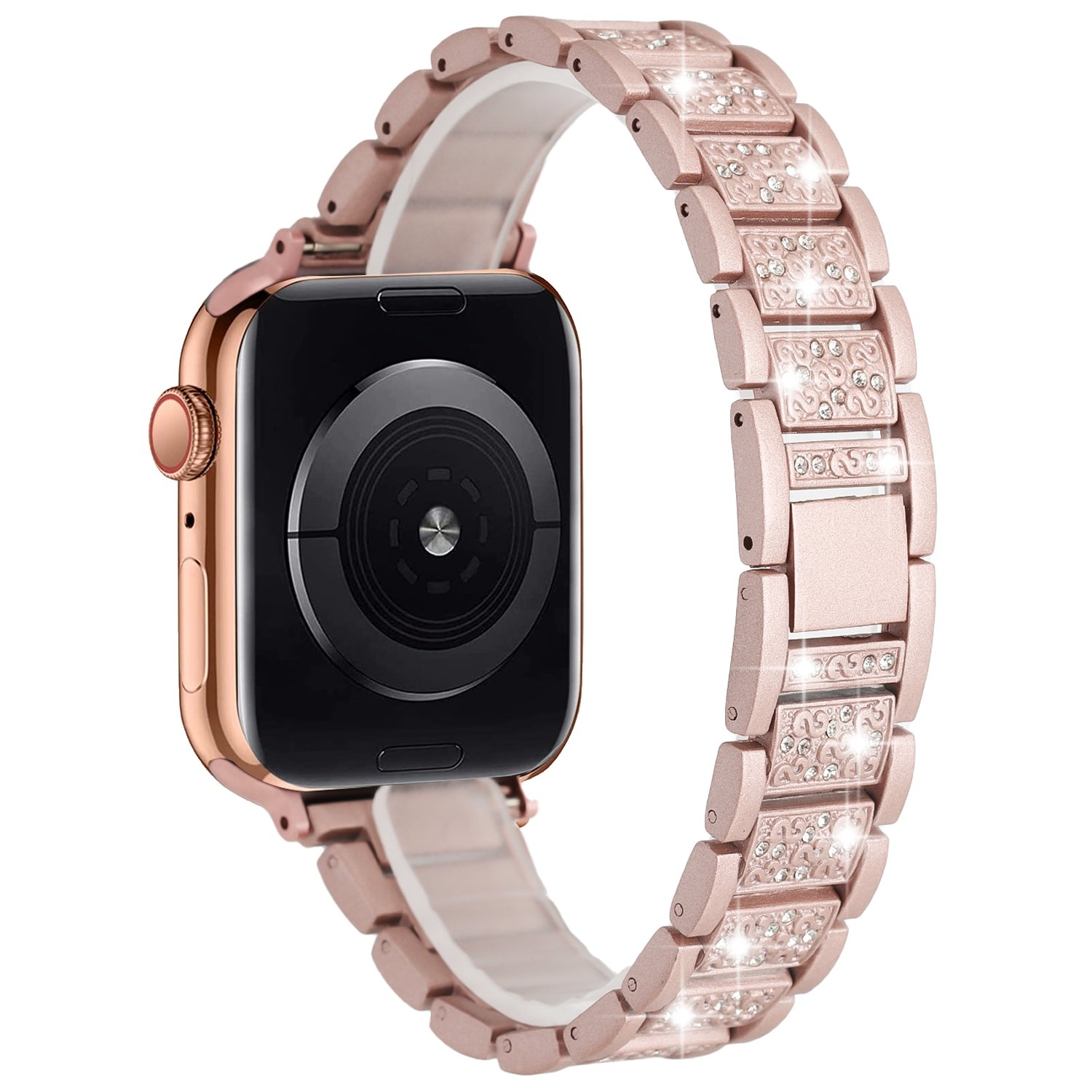 for apple watch size ultra 49/42/44/45mm gem diamond bling zinc alloy watch band pink