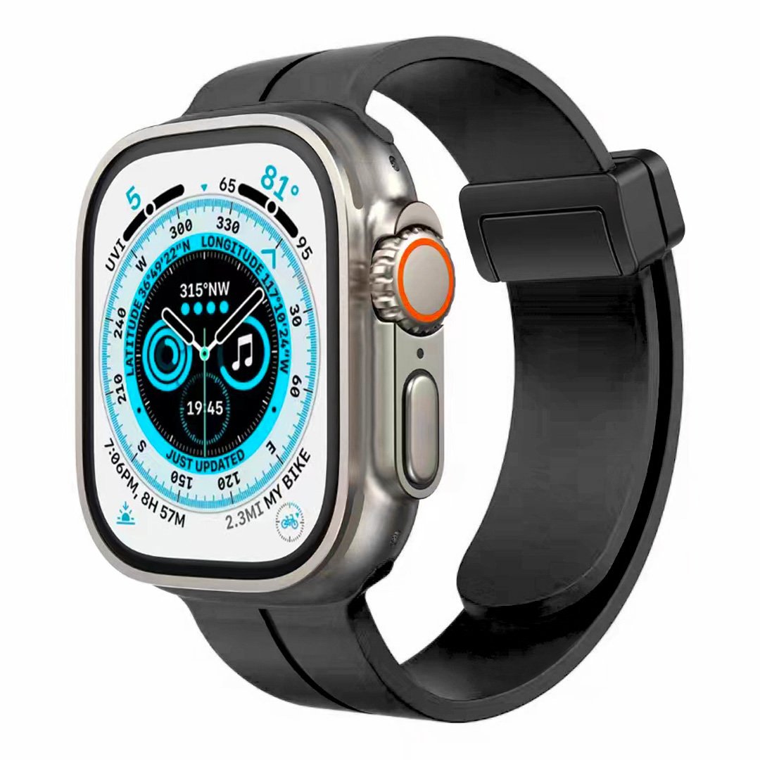 for apple watch size 38/40/41mm magnetic buckle premium silicone watch band black