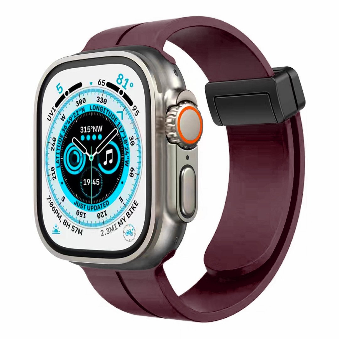 for apple watch size 38/40/41mm magnetic buckle premium silicone watch band burgundy