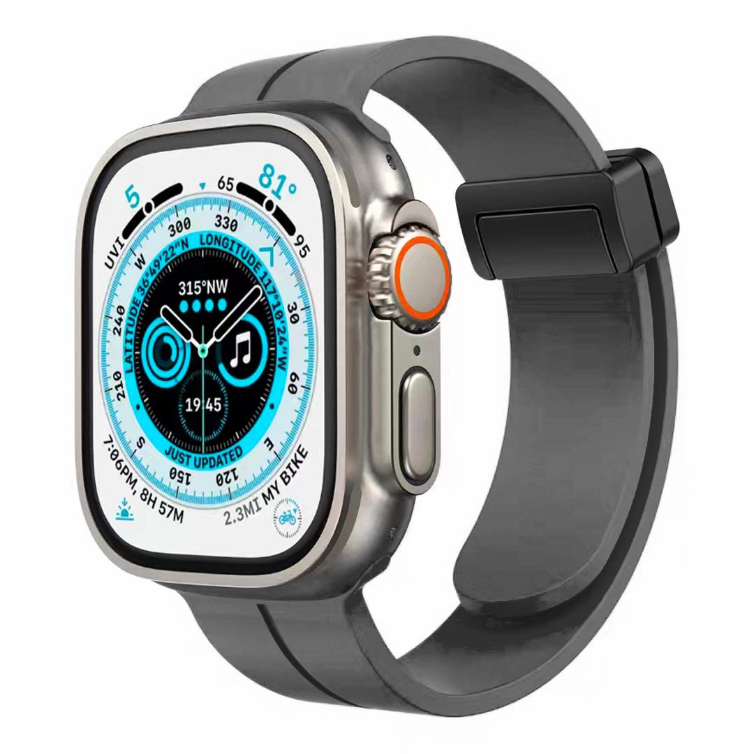 for apple watch size 38/40/41mm magnetic buckle premium silicone watch band dark gray