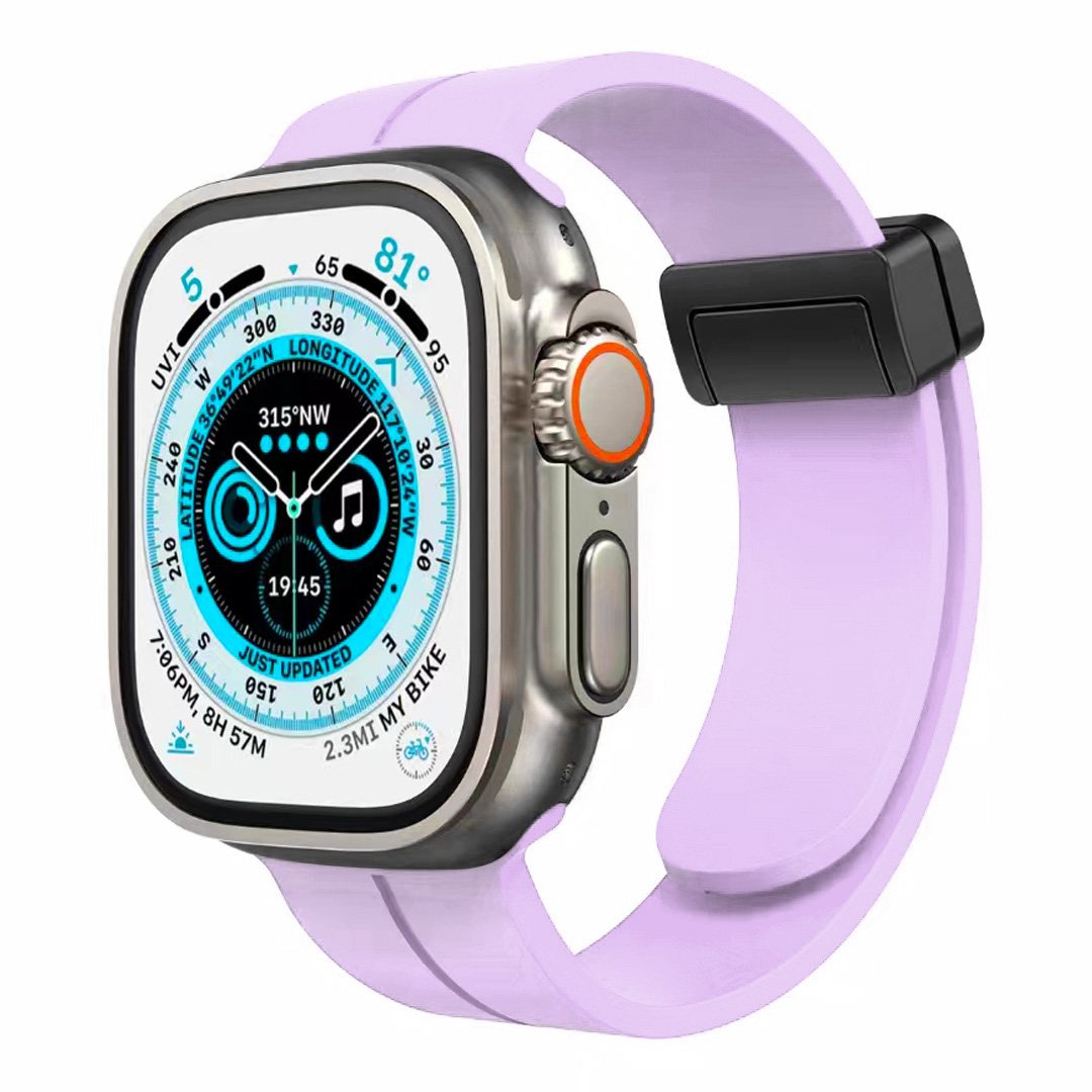 for apple watch size 38/40/41mm magnetic buckle premium silicone watch band light purple