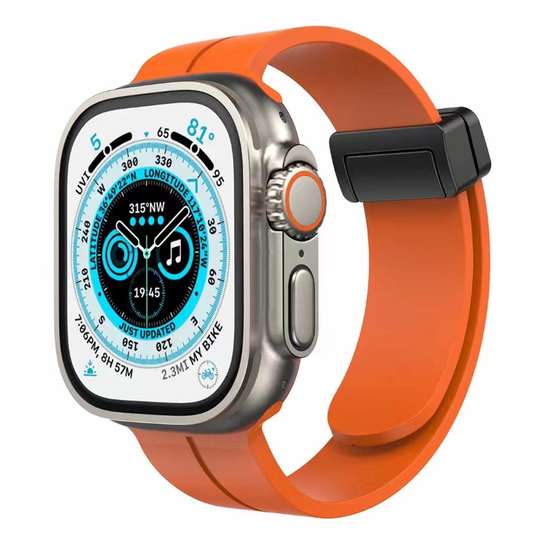 for apple watch size 38/40/41mm magnetic buckle premium silicone watch band orange
