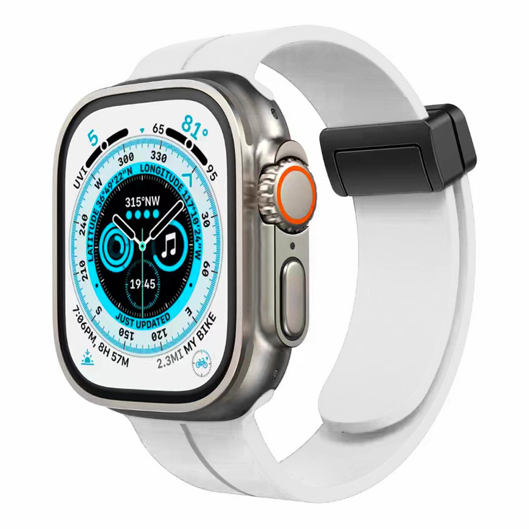 for apple watch size 42/44/45mm magnetic buckle premium silicone watch band white