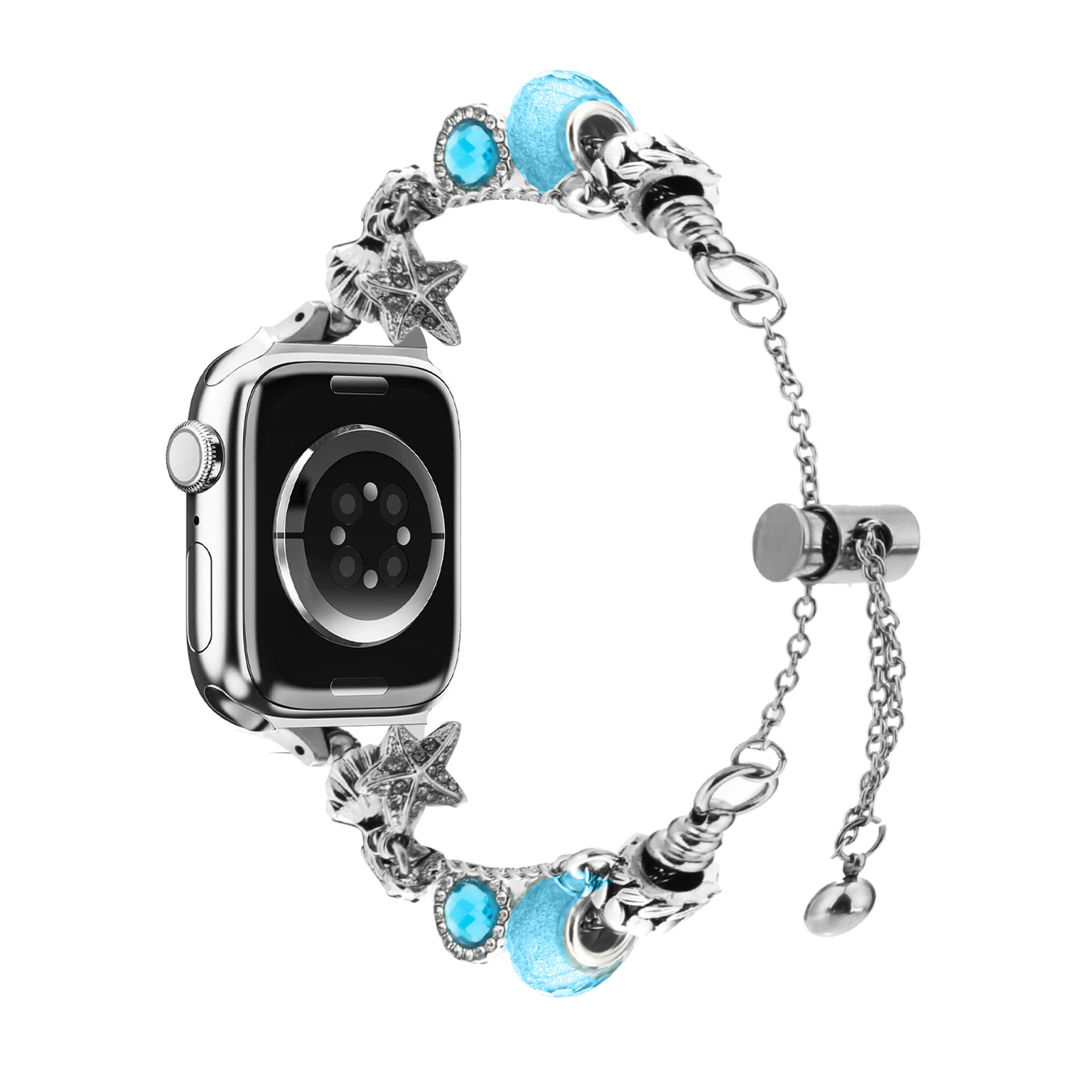 for apple watch size ultra 49/42/44/45mm ornaments beautiful set watchband light blue