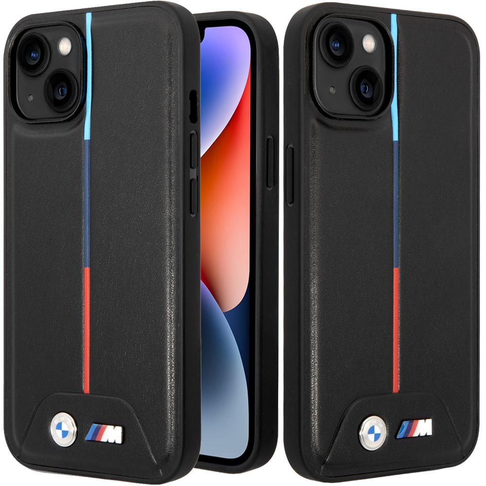 for apple iphone 14 plus (bmw) m hc pu quilted tricolor black (bmw#9)