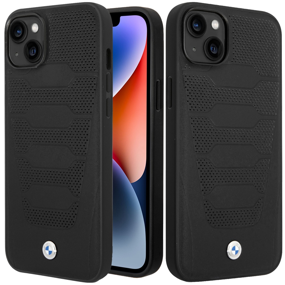 for apple iphone 14 plus (bmw) sign hc leather seats pattern black (bmw#15)