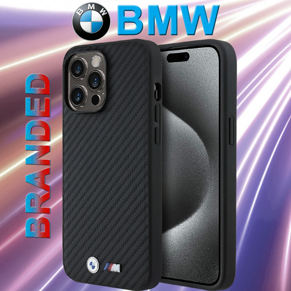 for ip 15 pro max bmw carbon metal logos black