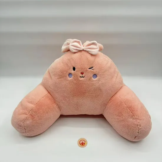 blush pink bunny hug pillow winking plush backrest cushion for all