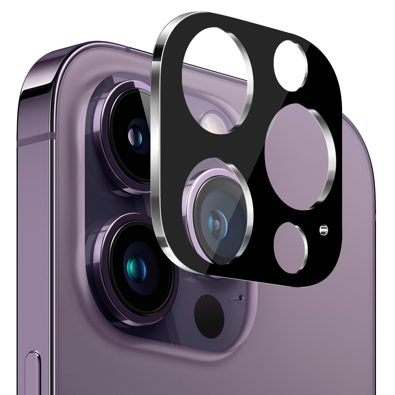 for apple iphone 14 pro max 6.7" camera lens colored edge tempered(2.5d) black