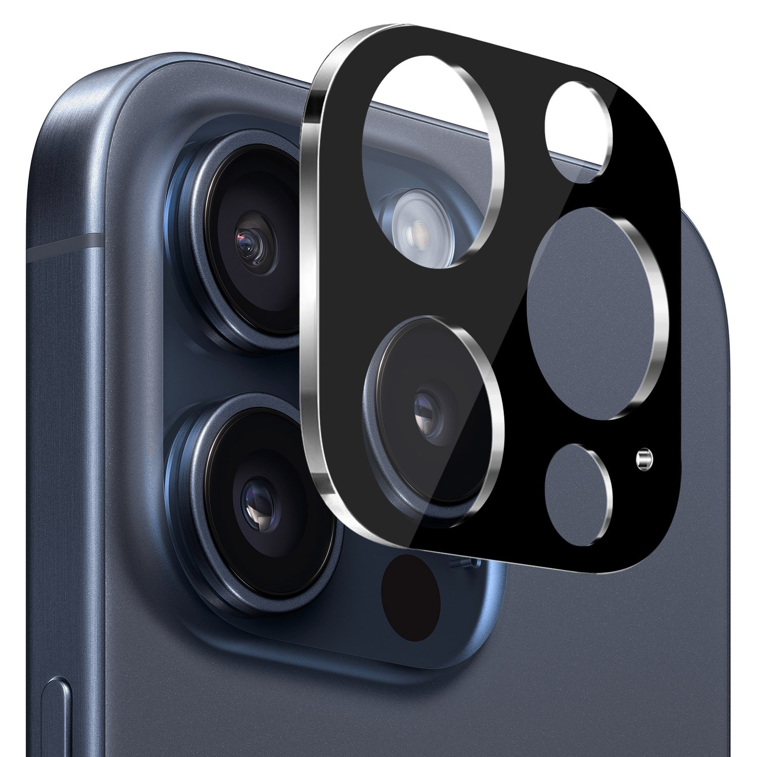 for ip15 pro max camera lens colored edge tempered(2.5d) black
