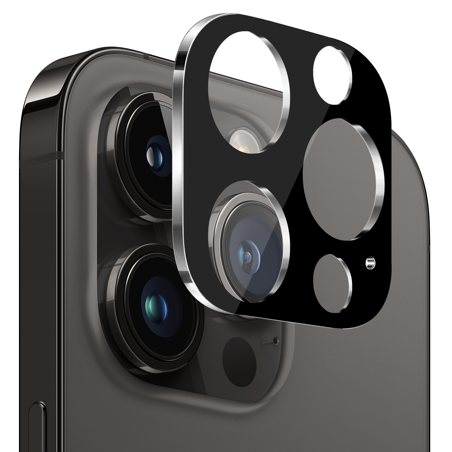 for apple iphone 14 pro 6.1" camera lens colored edge tempered(2.5d) black