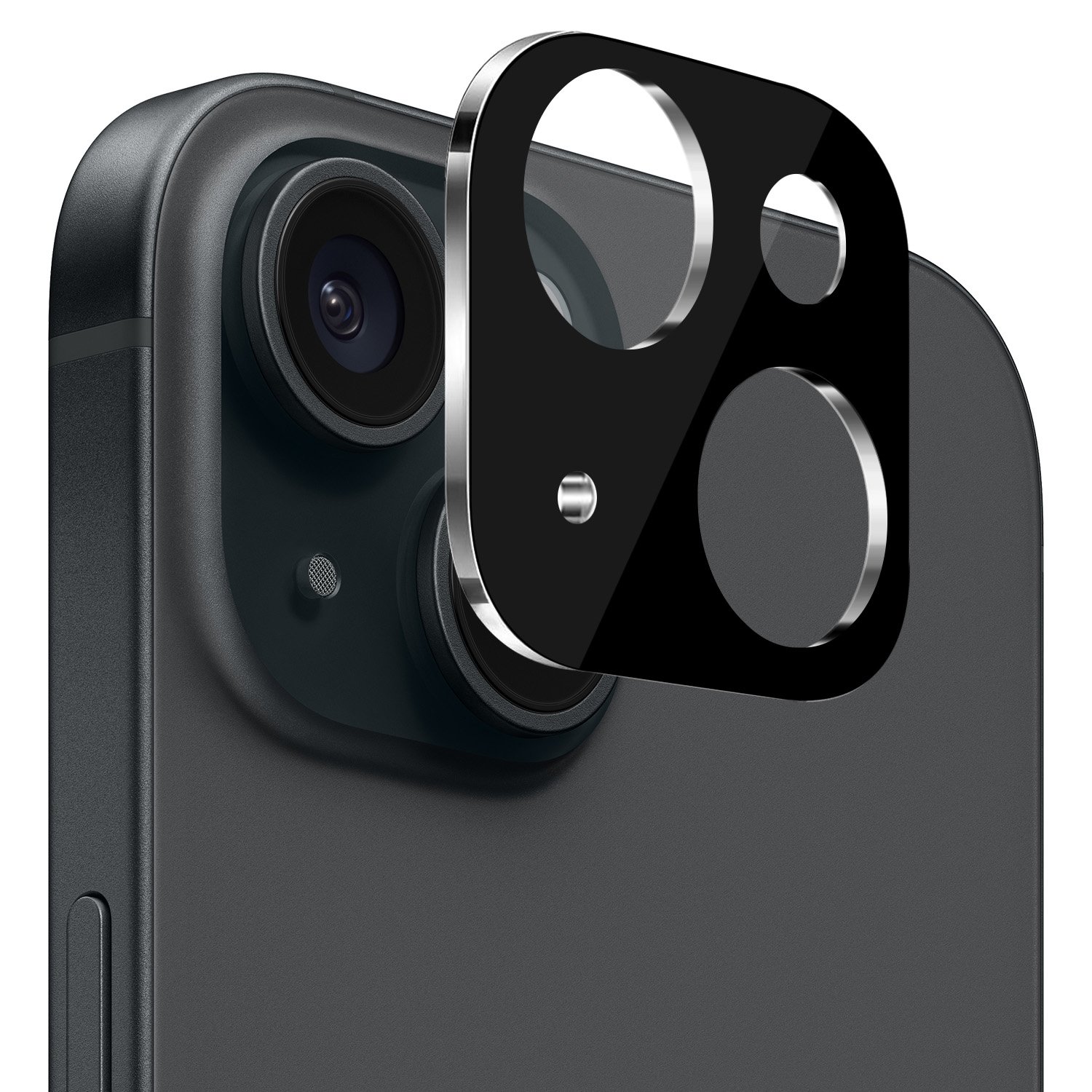 for iphone 15 camera lens colored edge tempered(2.5d) black