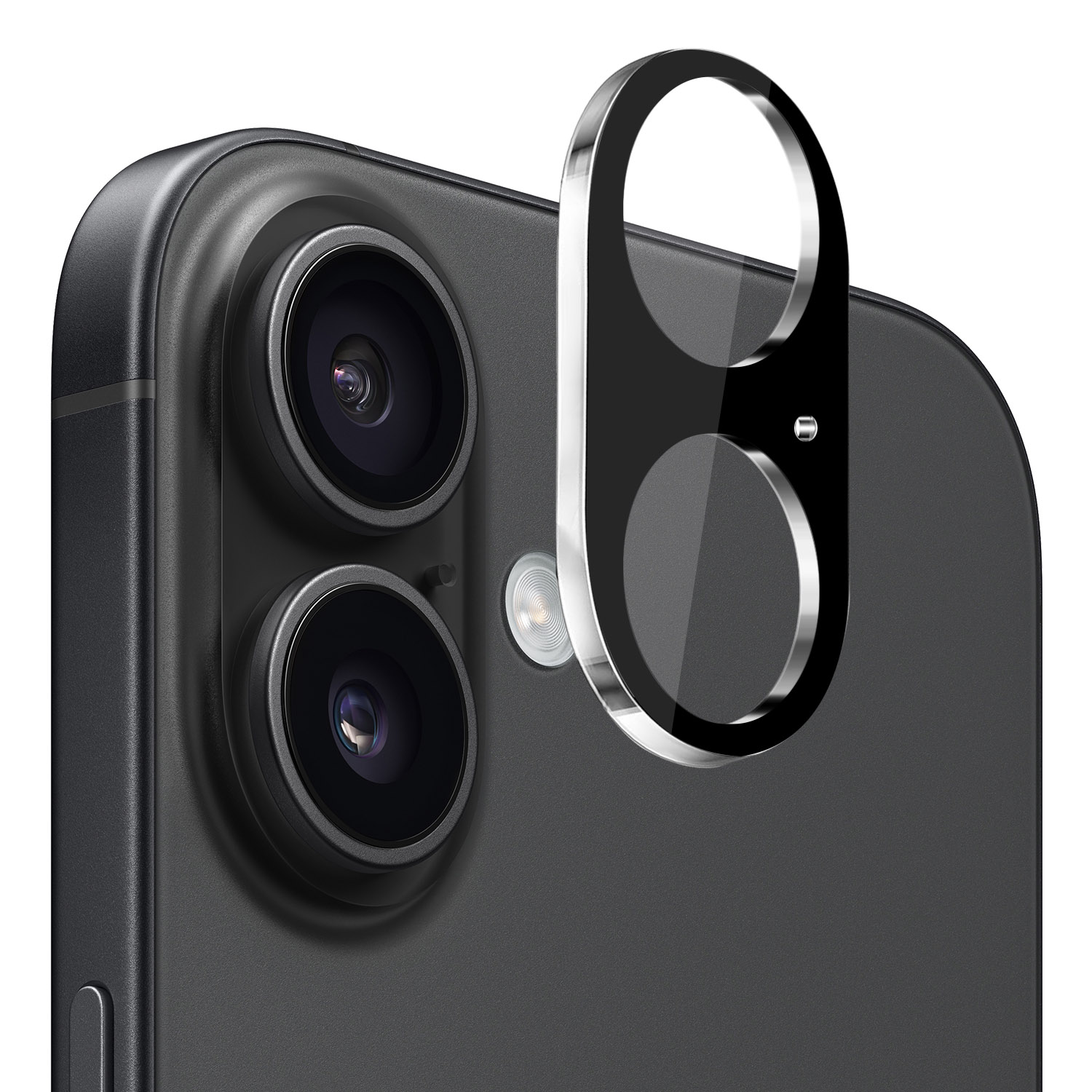 for iphone 16 6.1 inch camera lens colored edge tempered(2.5d) black