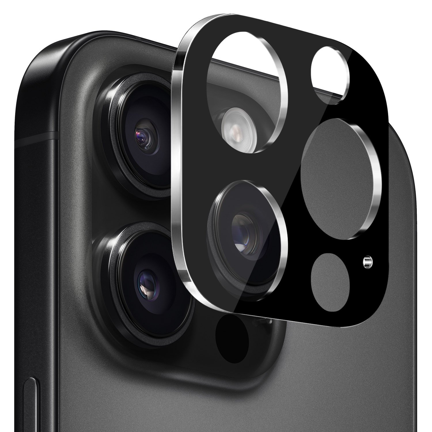for iphone 16 pro 6.3 inch camera lens colored edge tempered(2.5d) black