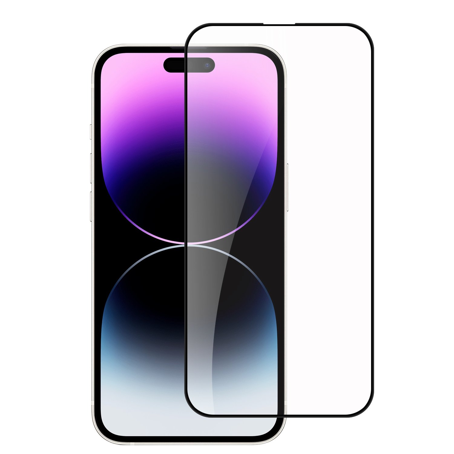 for ip15 pro max bulk white paper card package black edged tempered glass (black)