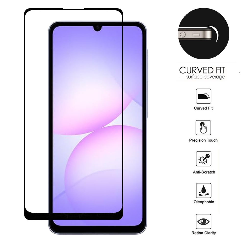 for samsung galaxy a07 bulk white paper card package black edged tempered glass (black)