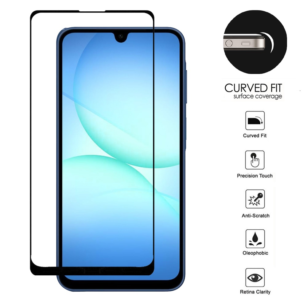 for samsung a17 5g bulk white paper card package black edged tempered glass (black)