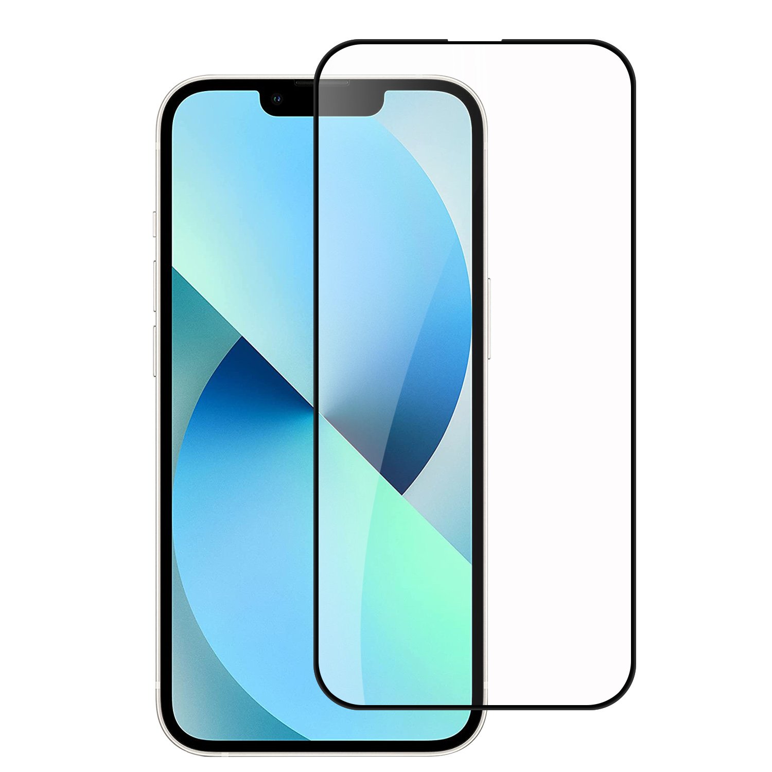 for iphone 15 bulk white paper card package black edged tempered glass (black)