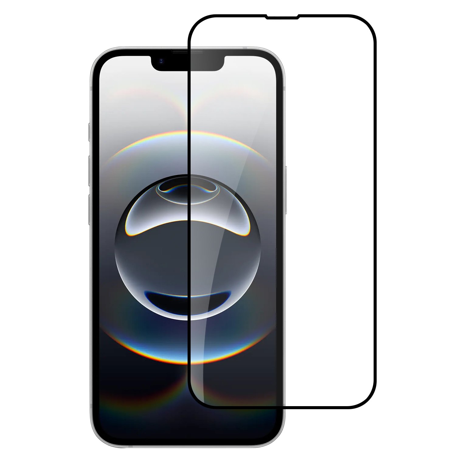 for iphone 17e / 16e / se4 bulk white paper card package black edged tempered glass (black)