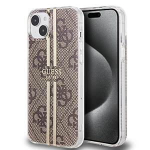 for iphone 14 guess hc o iml 4g gold stripe brown (guess#154)