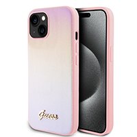 for iphone 14 guess hc o saffiano iridescent script pink (guess#156)