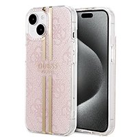 for iphone 15 guess hc o iml 4g gold stripe pink (guess#182)