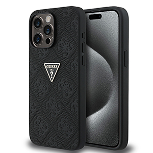 for iphone 15 pro max guess hc o grained pu hs 4g and triangle logo black (guess#197)