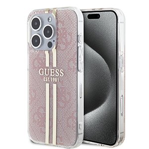 for iphone 16 pro max guess hc o iml 4g gold stripe pink (guess#209)
