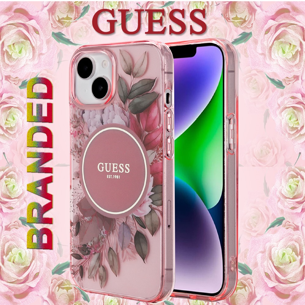 for ip 14/ ip 13 guess magsafe iml flower & tonal circle pink