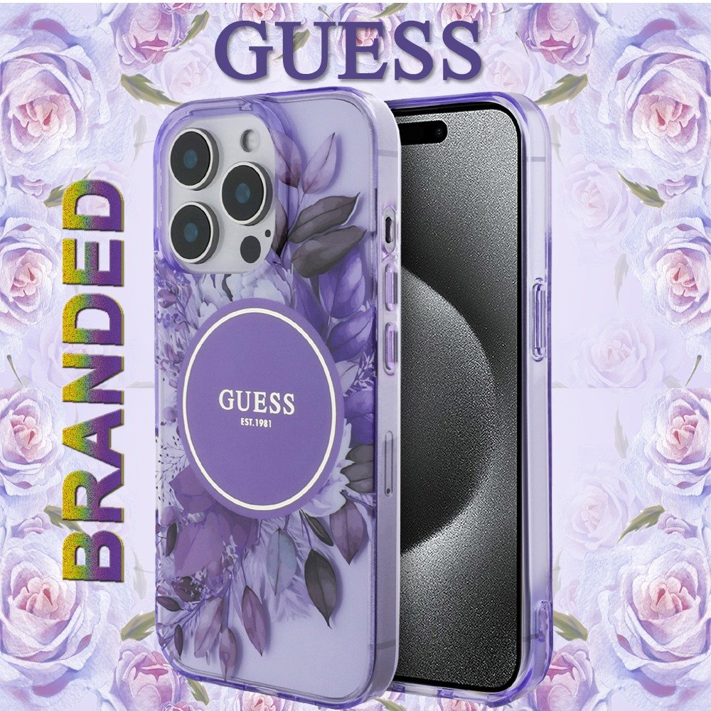for ip 15 pro max guess magsafe iml flower & tonal circle purple