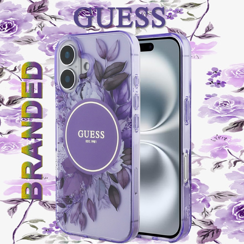 for ip 16 guess magsafe iml flower & tonal circle purple