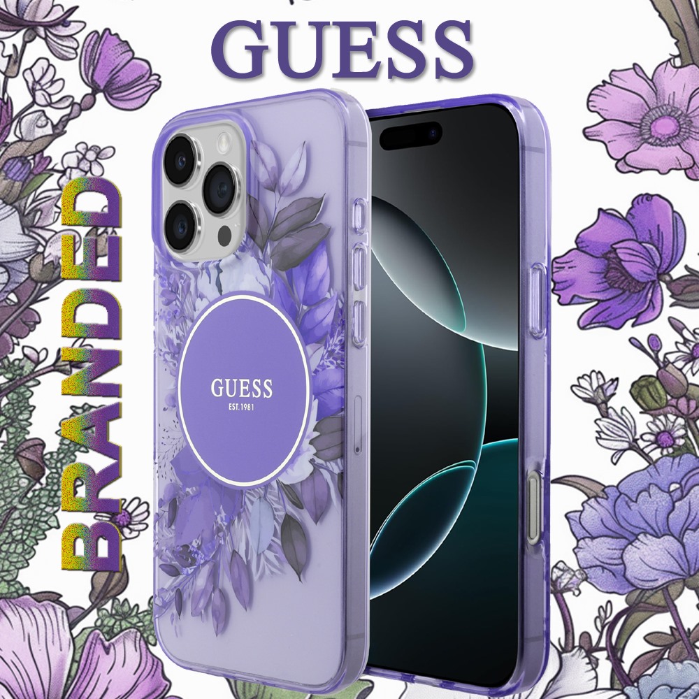 for ip 16 pro max guess magsafe iml flower & tonal circle purple