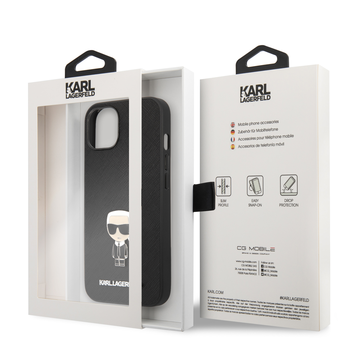 for iphone 13 karl hc saffiano ik pin black (karl#100)