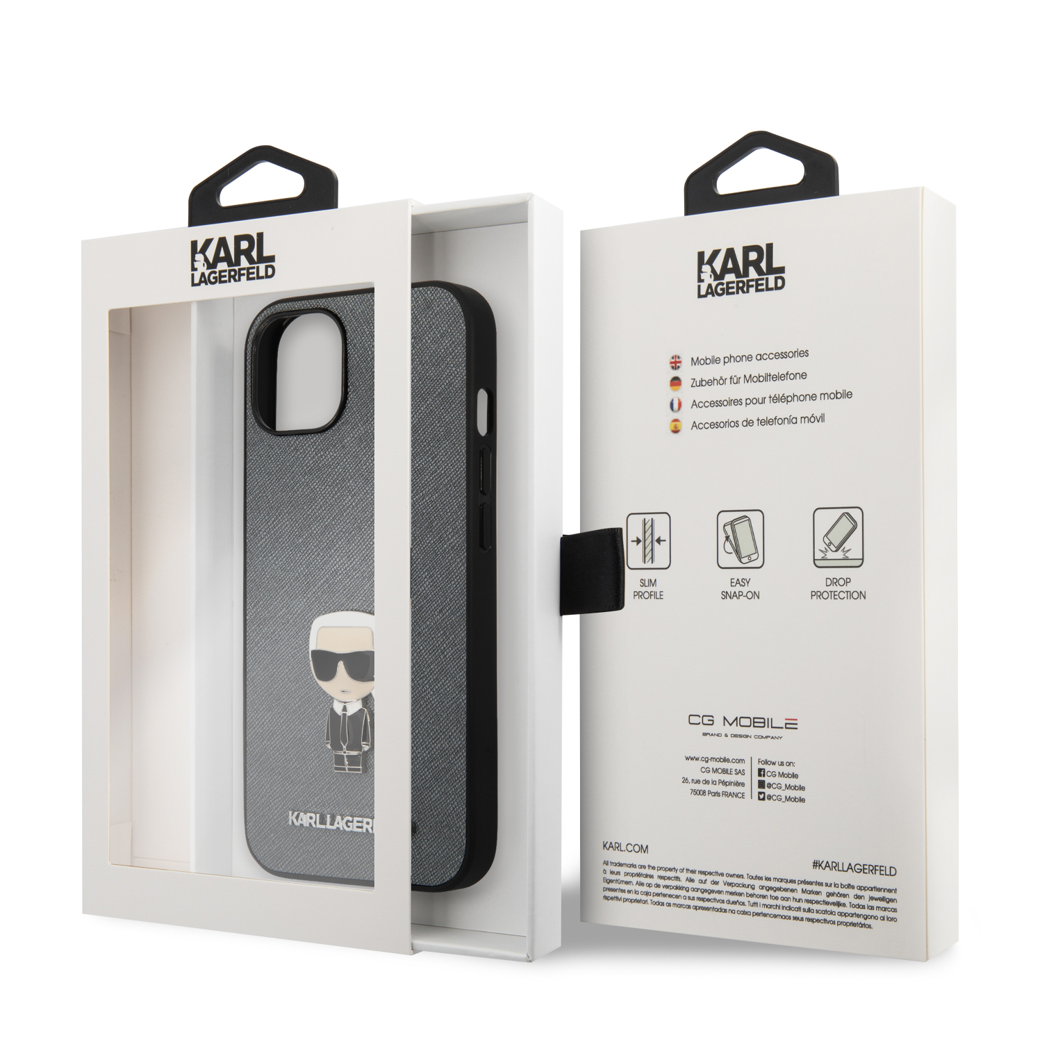 for iphone 13 karl hc saffiano ik pin silver (karl #99)