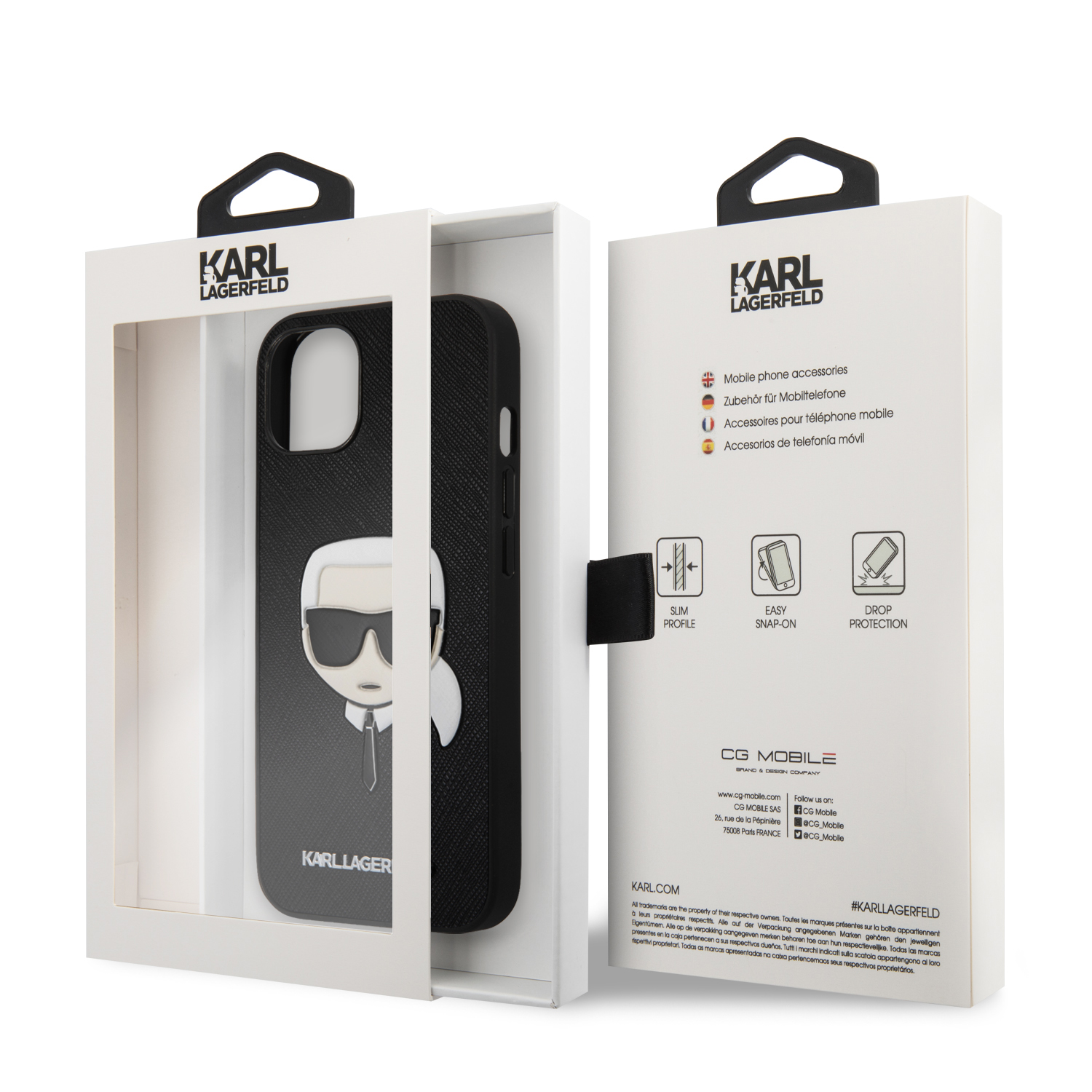 for iphone 13 karl hc pu saffiano k head black (karl #97)
