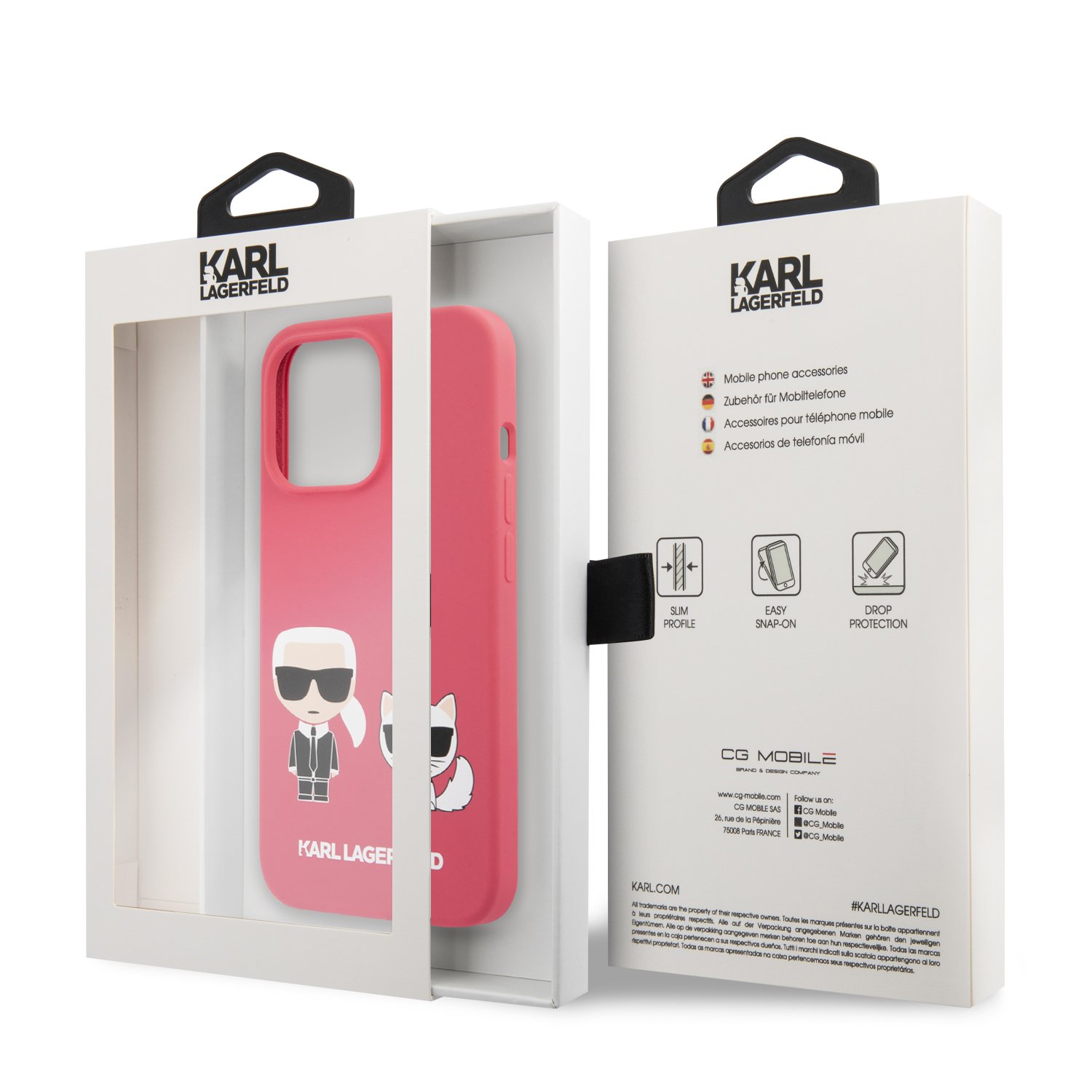 for iphone 13 pro max karl silicone case k&c fuchsia (karl#108)