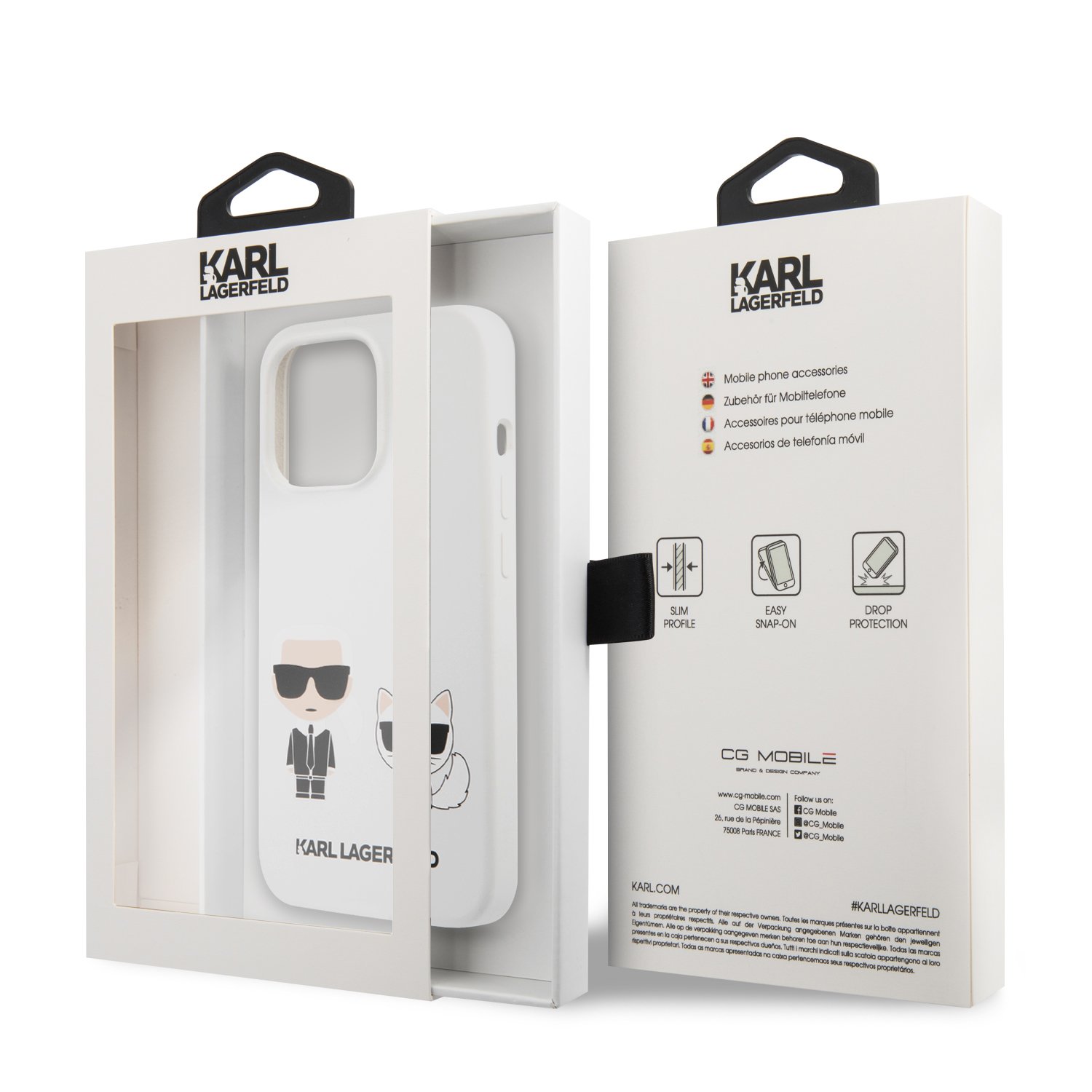for iphone 13 pro max karl silicone case k&c white (karl#107)