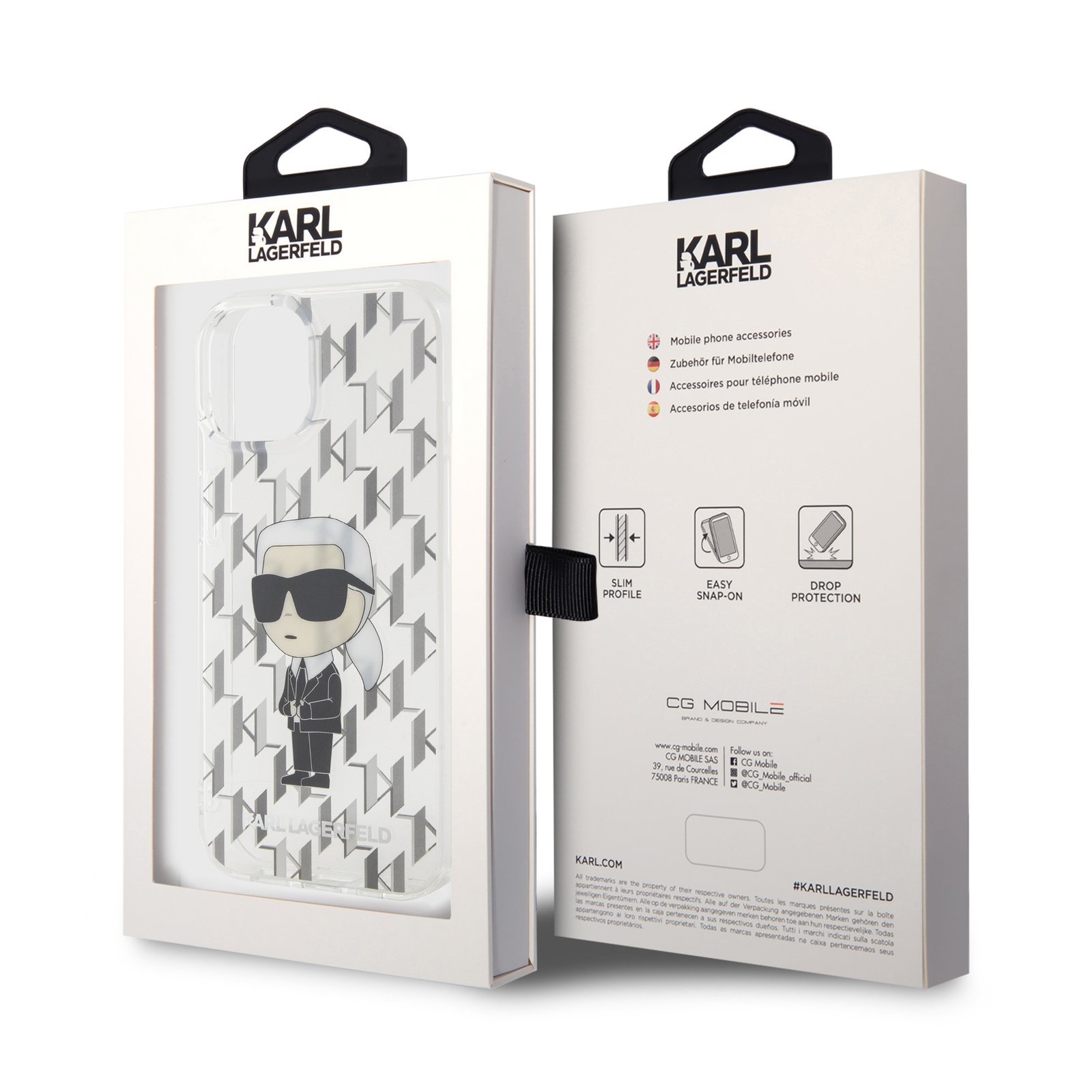 for iphone 15 karl hc iml ikonik monogram clear (karl #103)