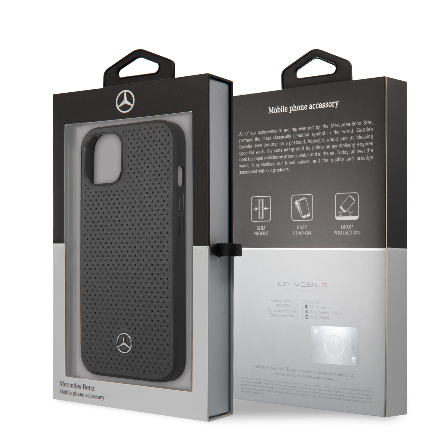 for iphone 13 mb hc leather perforated grey (mercedes#129)