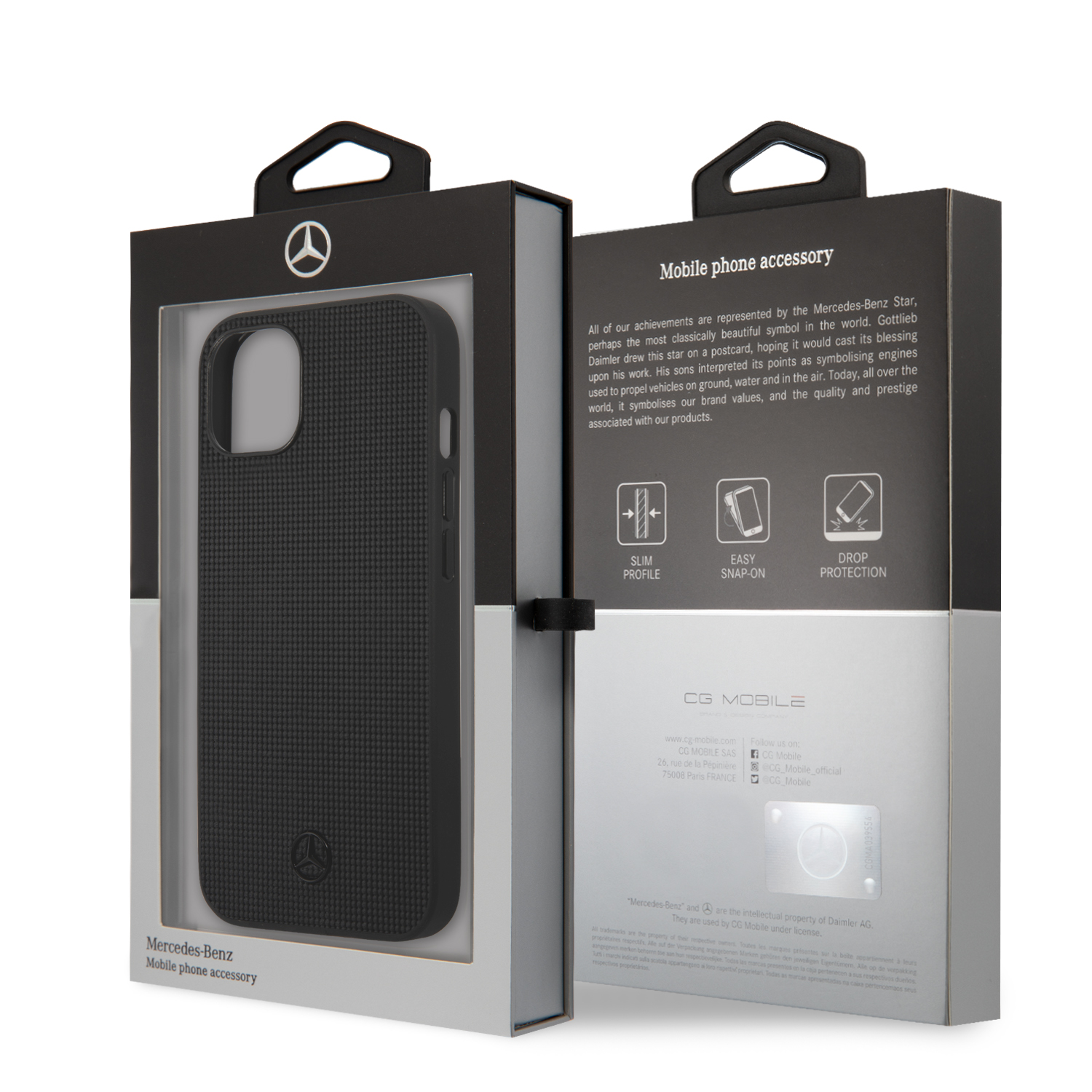 for iphone 13 mb hc leather meshed black (mercedes#130)