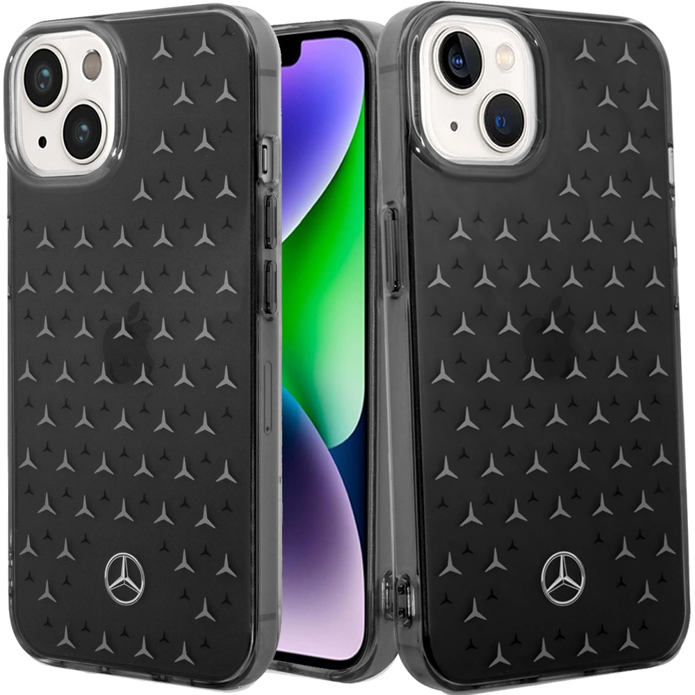 for apple iphone 14 / iphone 13 (mb) hc double layer star large black & silver (mercedes#52)